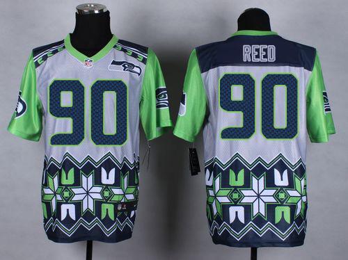 Nike Seahawks #90 Jarran Reed Grey Men's Stitched NFL Elite Noble Fashion Jersey - Click Image to Close